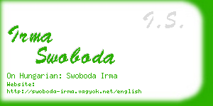 irma swoboda business card